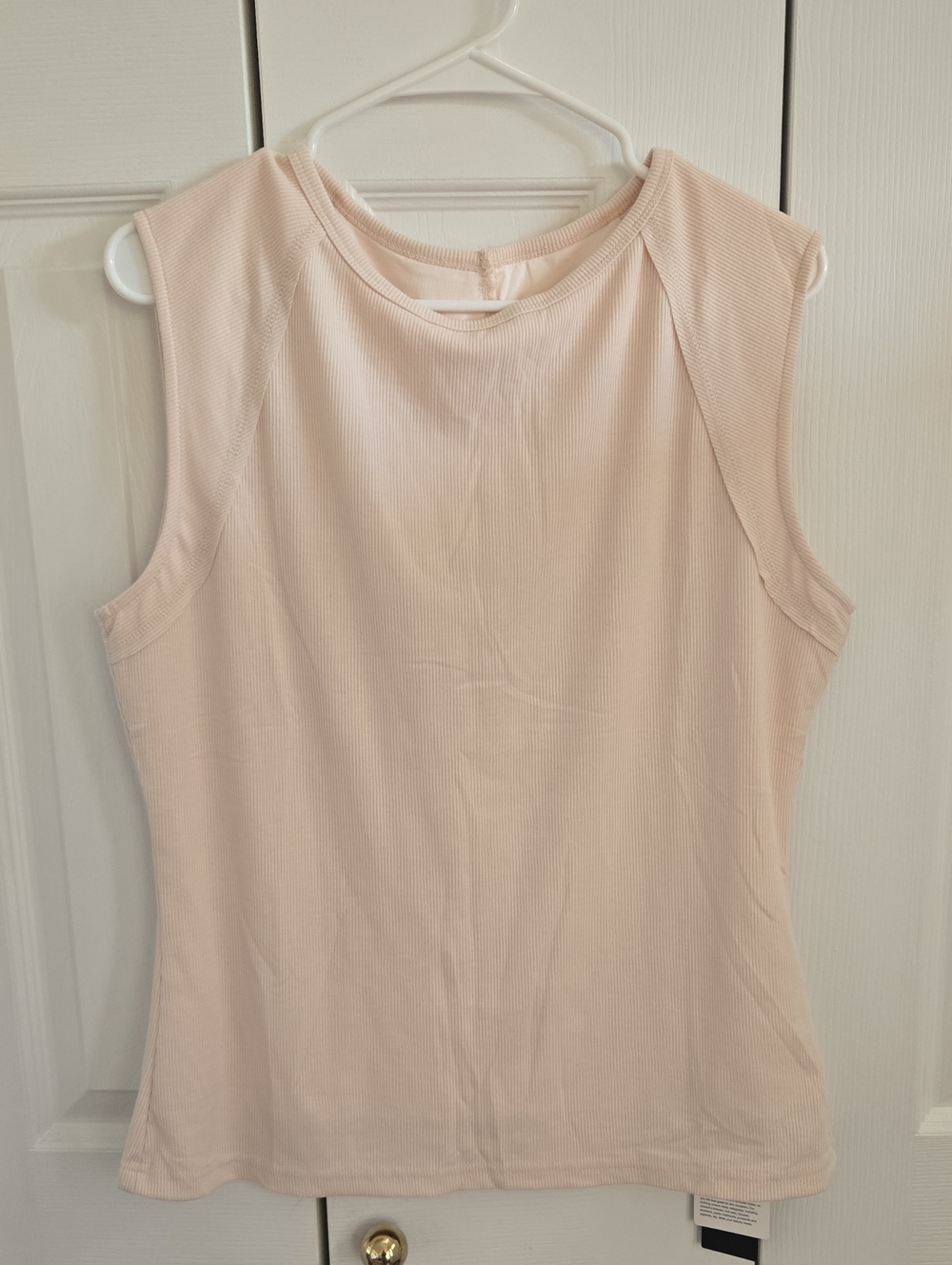 Pretty Garden Sleeveless Ribbed Tank Top - Light Beige
